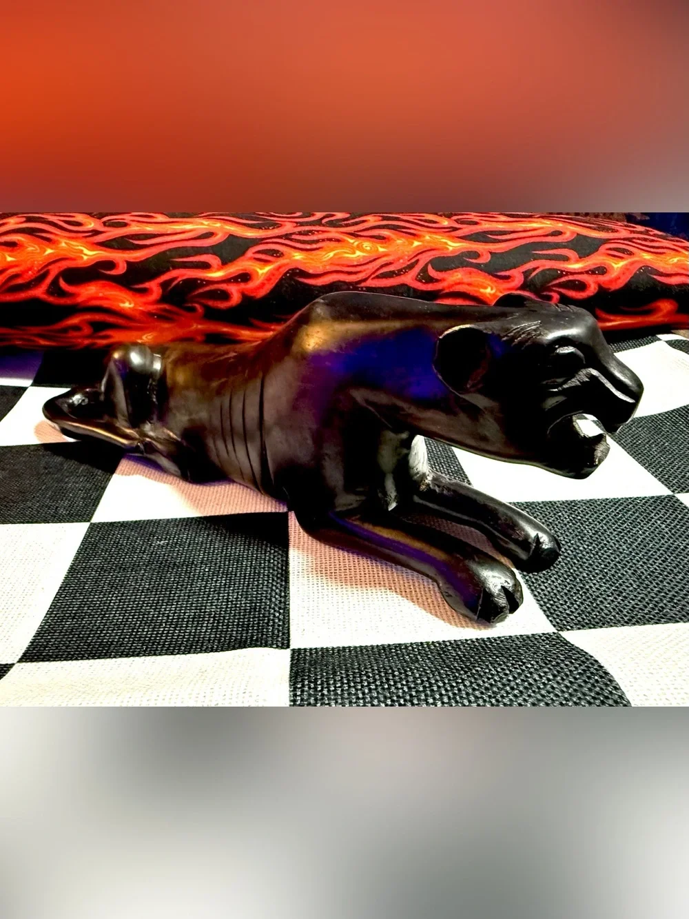 Hand Carved Wooden MCM Panther Figurine - Picture 4 of 9